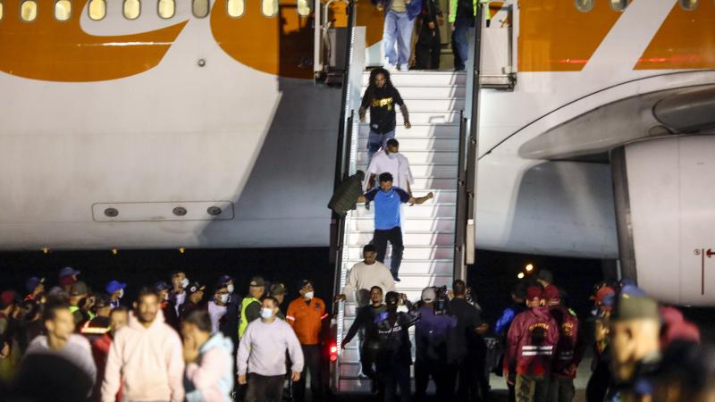 Flight carrying Venezuelan deportees from United States arrives at La Guaira, Venezuela on March 24, 2025