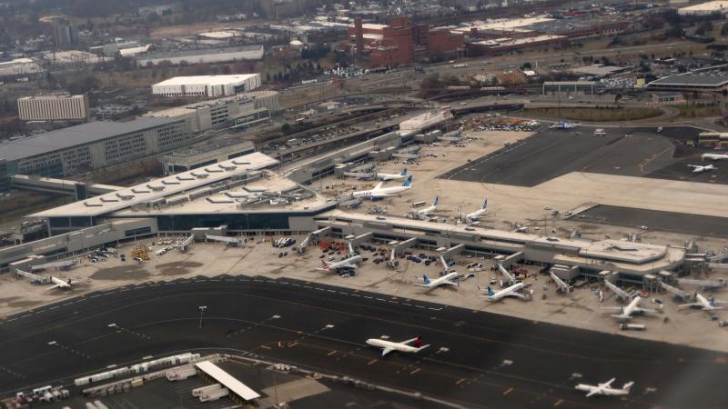 Airplanes sit parked at gates at Terminal A at Newark Liberty International Airport on December 4, 2024, in Newark, New Jersey.