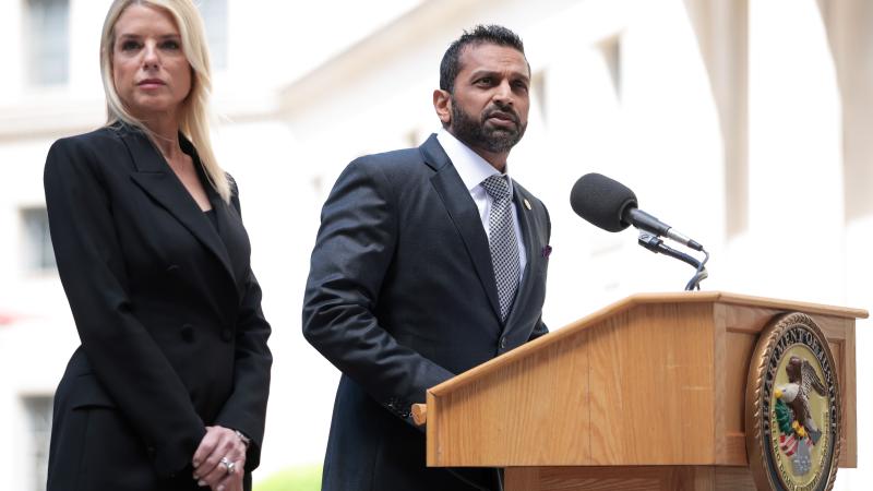 Director of the Federal Bureau of Investigation (FBI) Kash Patel speaks alongside U.S. Attorney General Pam Bondi during a press conference to announce the results of Operation Restore Justice on May 07, 2025 in Washington, DC.