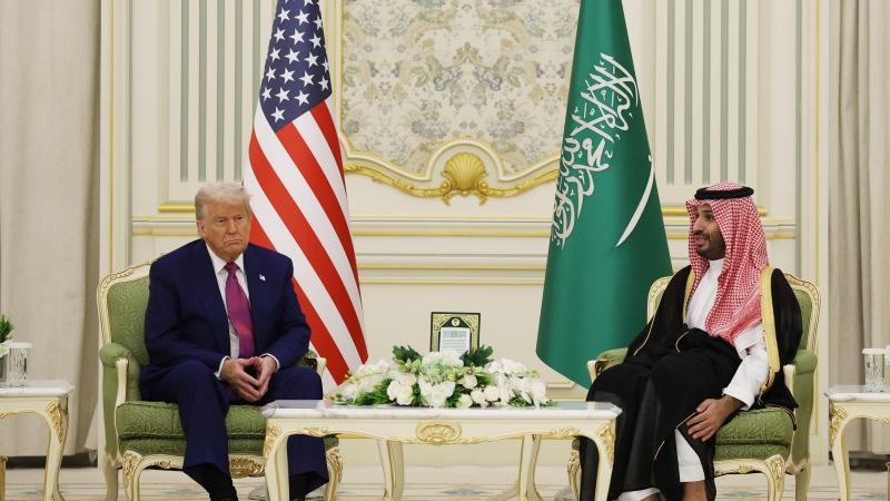 U.S. President Donald J. Trump and Saudi Crown Prince Mohammed bin Salman attend a bilateral meeting at the Saudi Royal Court on May 13, 2025, in Riyadh, Saudi Arabia.