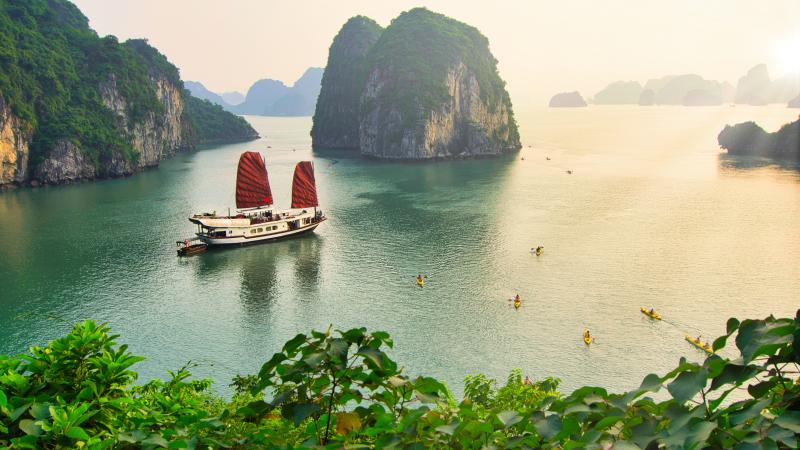 Magnificent beauty of Ha Long Bay - stock photo