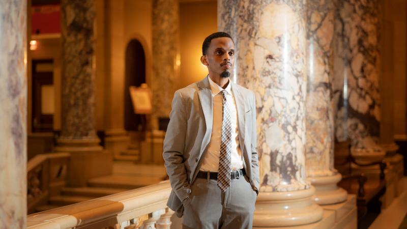 December 16, 2020 photograph of then Minnesota state senator-elect Omar Fateh at the Minnesota State Capitol in St. Paul, Minn.