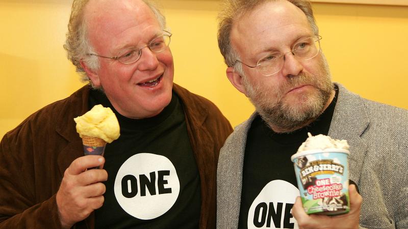 Ben & Jerry's founders Ben Cohen and Jerry Greenfield attend the Daughtry & the ONE Campaign with Ben & Jerry's Global Poverty event on April 7, 2008 at Ben & Jerry's Scoop Shop in Burbank, California