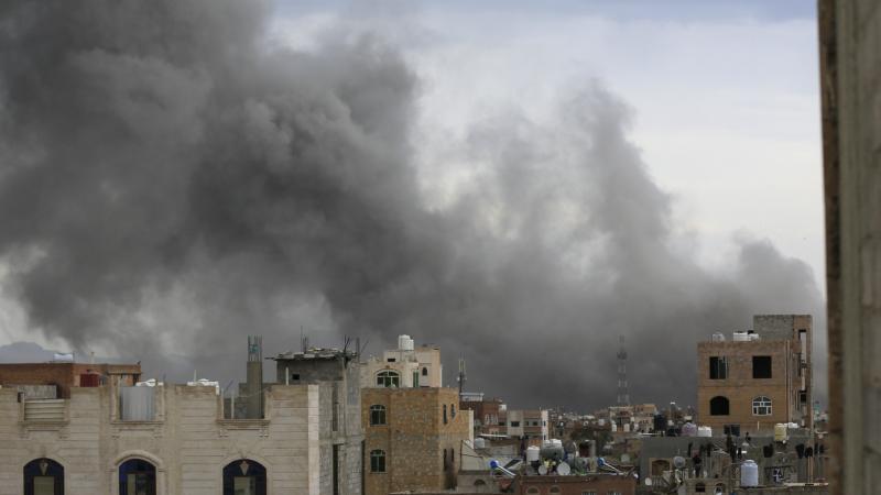Smoke billows after Israeli strikes on Yemen's Huthi-held capital Sanaa on September 10, 2025.