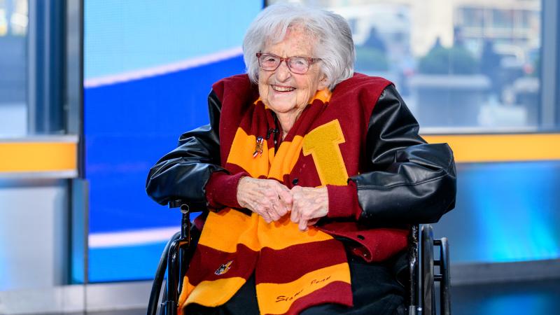 Jean Dolores Schmidt also known as Sister Jean visits "Fox & Friends" at Fox News Studios on March 07, 2023 in New York City.