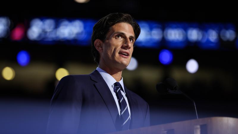 Jack Schlossberg speaks on stage during the second day of the Democratic National Convention at the United Center on August 20, 2024 in Chicago, Illinois.