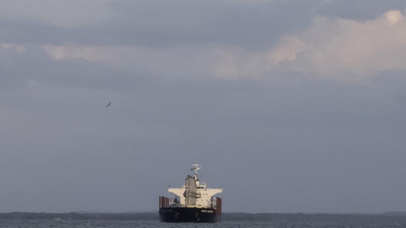 A crude oil tanker sails along the shore of Lake Maracaibo, in Zulia state, Venezuela on January 6, 2026. 