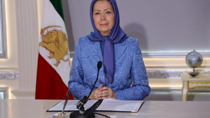 Maryam Rajavi blue suit
