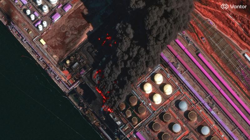 Russia's Ust-Luga oil terminal in flames