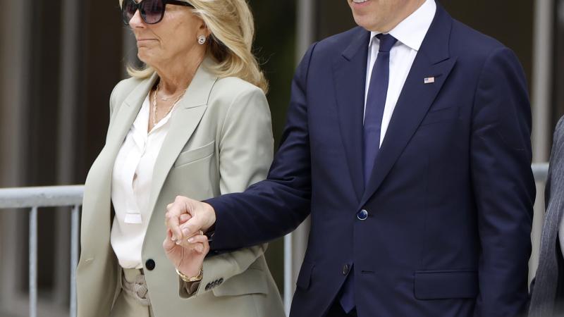 Jill and Hunter Biden leave the J. Caleb Boggs Federal Building on June 11, 2024 in Wilmington, Delaware after a federal jury convicted Hunter on three federal felony gun charges.