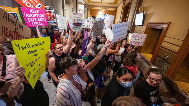Abortion rights protesters at Indiana Legislature