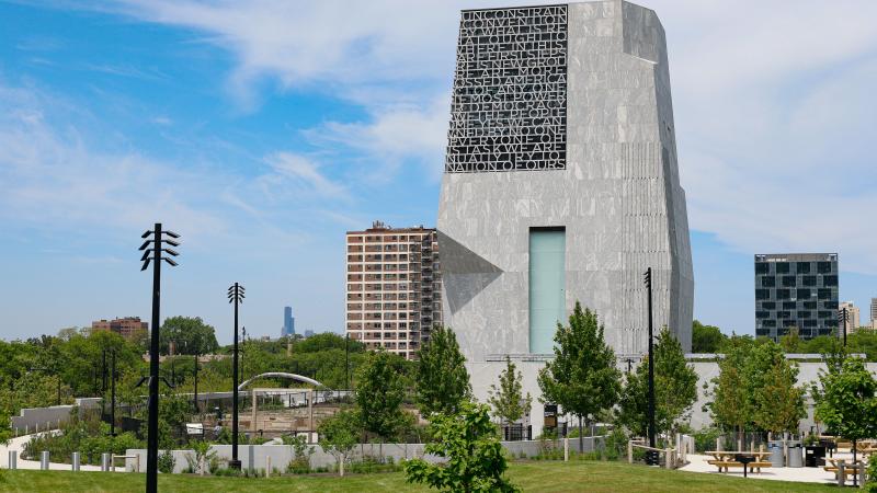 The Museum Tower at the Obama Presidential Center in Chicago on June 3. The center will open to the public on June 19.