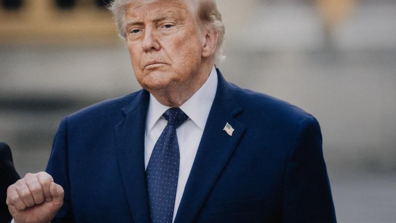 President Trump arrives at the Chateau de Versailles in France on June 17.