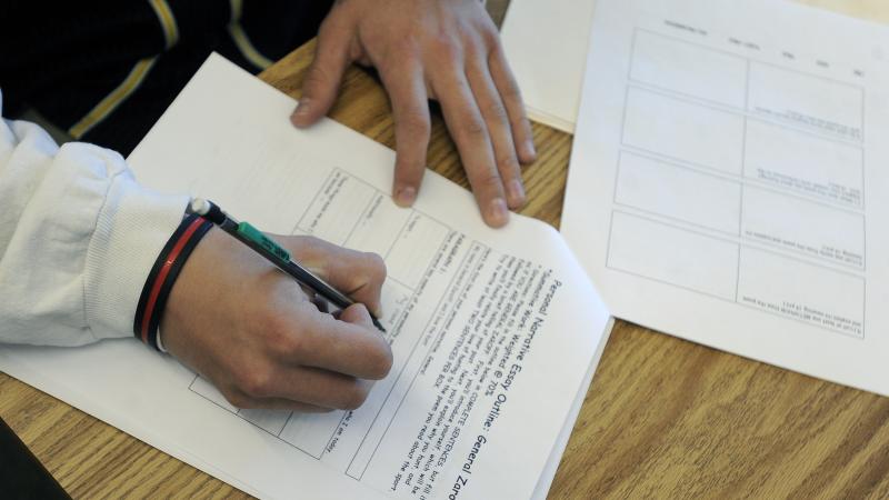 Student taking exam