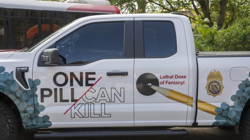 Detroit, Michigan, 6 June 2026, A truck for the U.S. Drug Enforcement Administration at Silence the Violence, a march against gun violence. 