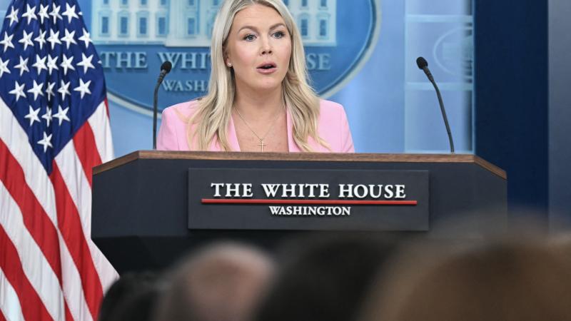 White House Press Secretary Karoline Leavitt speaks during a press briefing in the Brady Briefing Room of the White House in Washington, D.C., on Thursday.