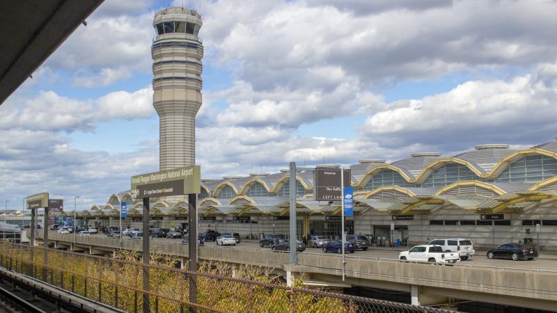 View of Ronald Reagan National Airport from the Metro station in Washington, D.C.