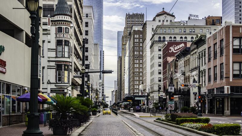 Main Street in the downtown area of Houston, Texas.