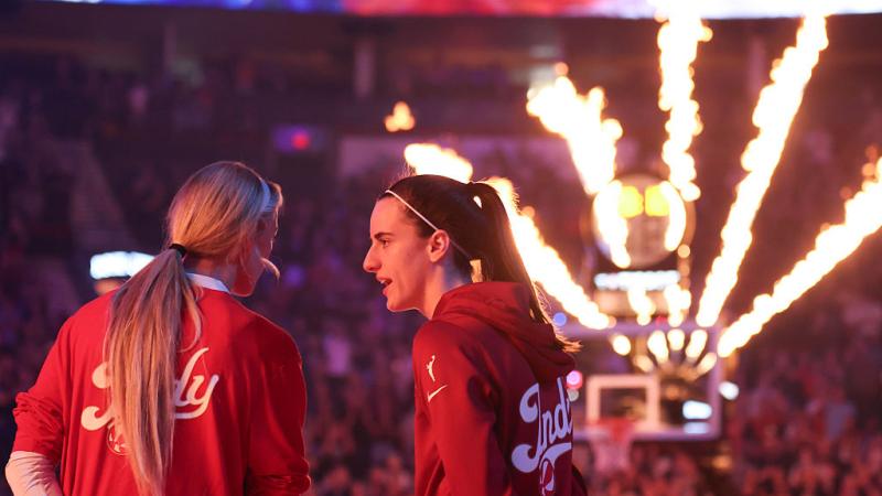 Sophie Cunningham and Caitlin Clark of the WNBA's Indiana Fever