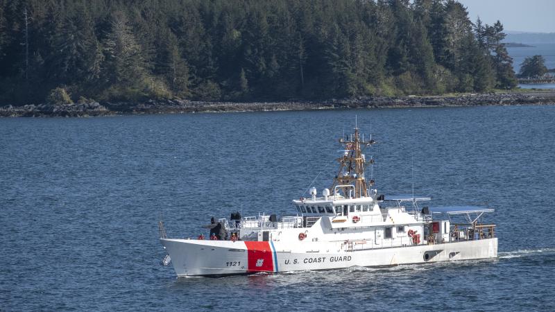 A U.S. Coast Guard vessel on patrol off Sitka, Alaska.