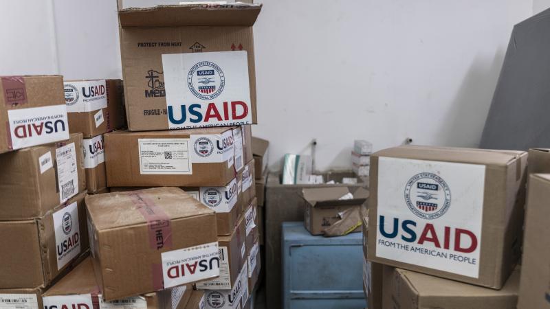 Inside the medical stockroom of Migosi Sub-county Hospital boxes of antiretroviral drugs labeled "USAID" line the shelves, remnants of the last donation before funding cuts on April 24, 2025 in Kisumu, Kenya. 