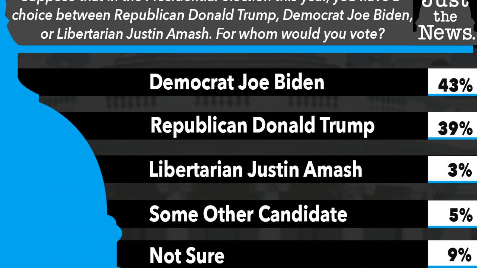 Just the News Poll, Who would you vote for in the Presidential election between Trump, Biden, or Amash?