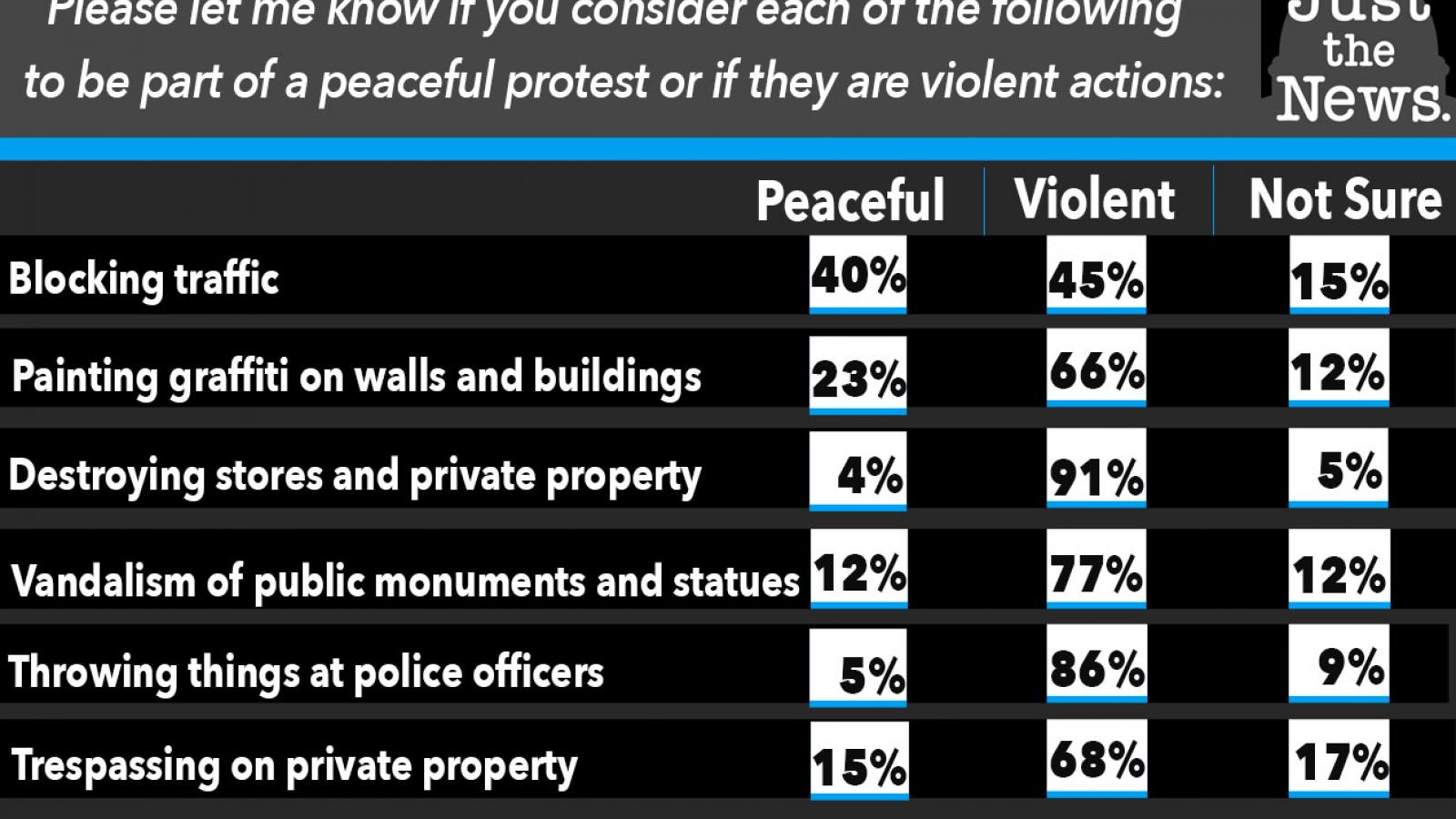 Just the News Poll, Do you consider these peaceful protests or violence?