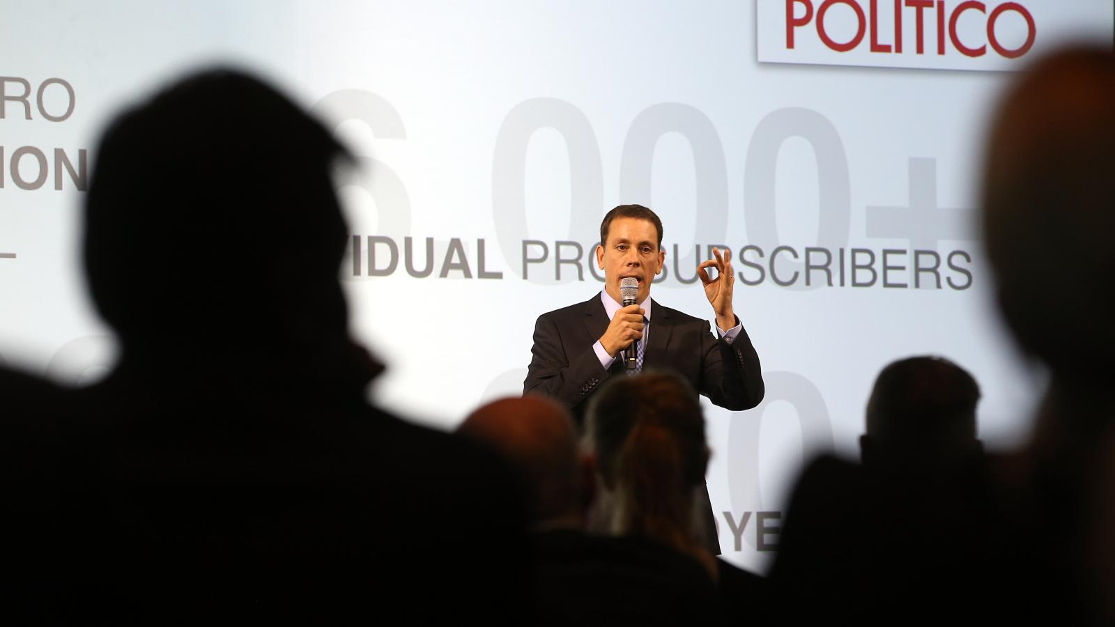 Jim VandeHei, Editor-in-Chief and co-founder of Politico, speaks during an Axel Springer Event entitled "Press Get Together 2014" in Berlin, Germany, 09 December 2014.