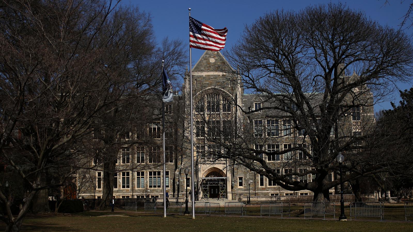 The campus of Georgetown University is shown March 12, 2019 in Washington, DC.