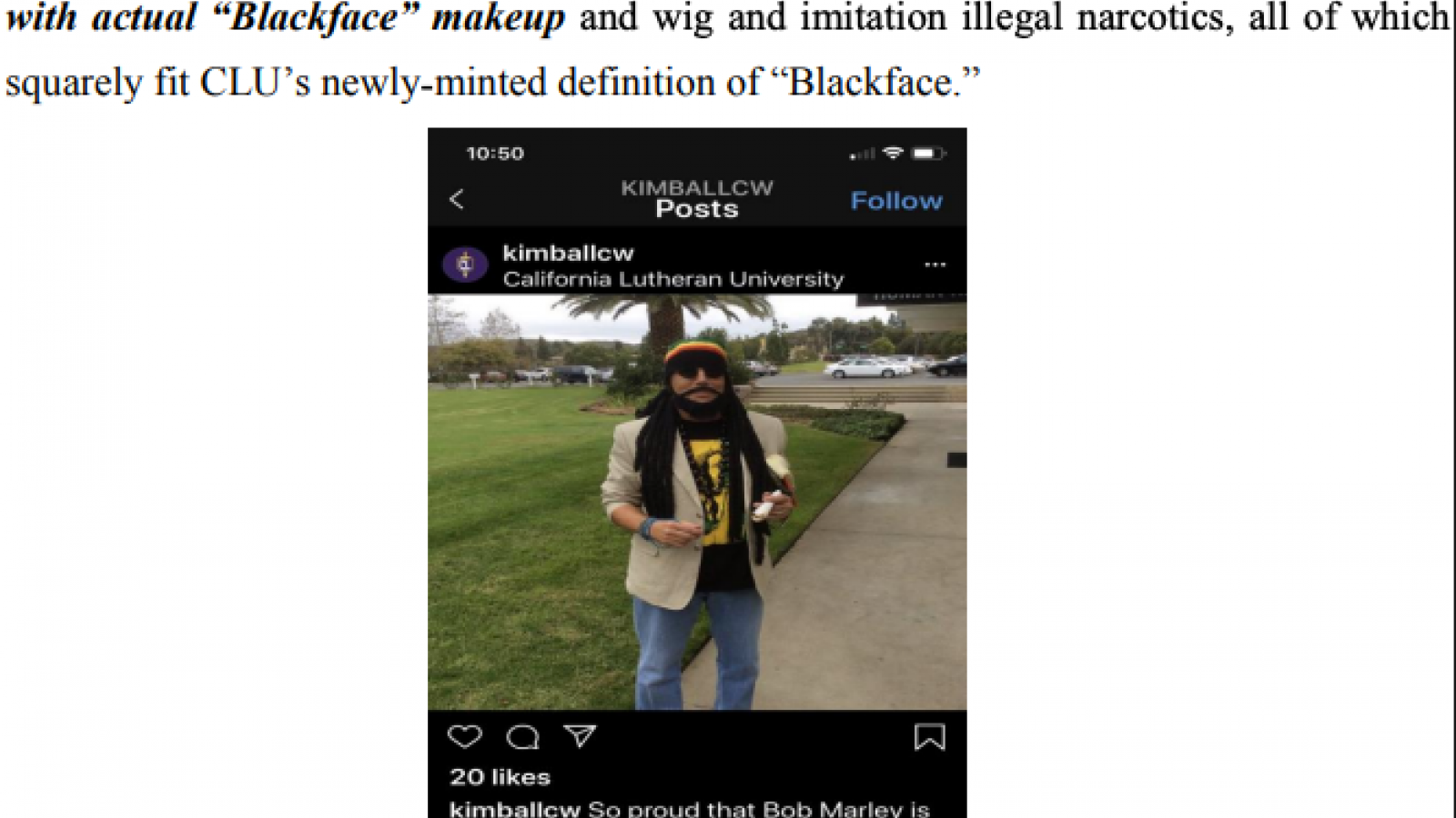 California Lutheran University President Chris Kimball shares blackface photo