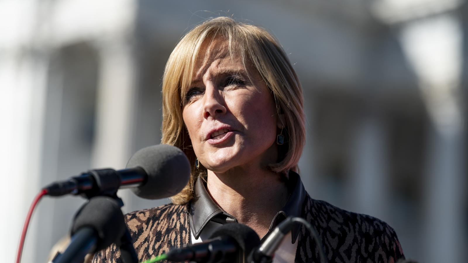 Rep. Claudia Tenney, R-N.Y., speaks during the press conference outside the Capitol on Monday, Nov. 1, 2021, with first responders facing termination for refusing to accept the COVID-19 vaccine.