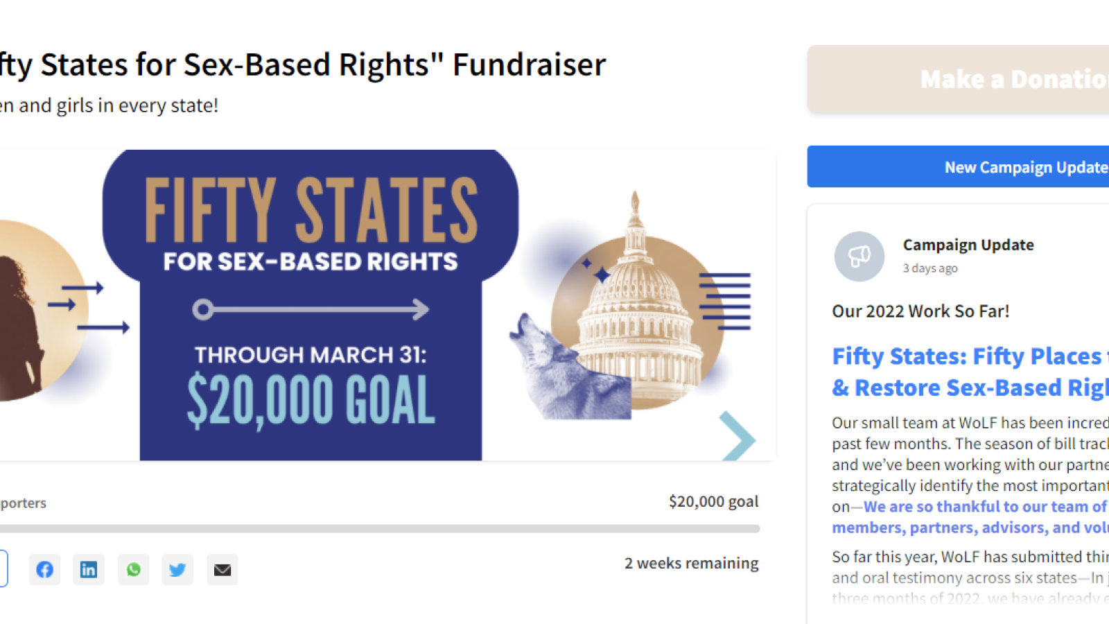 Fundraiser for "Sex-Based Rights"
