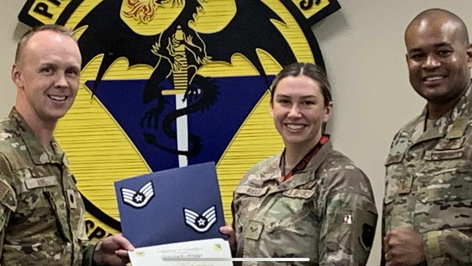 Commander Lt. Col. Clayton Aune, Senior Enlisted Leader Paul Benjamin