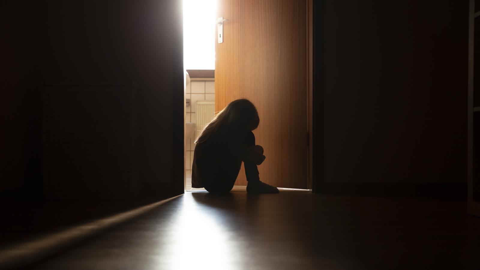 Sad child, trafficking, stock photo