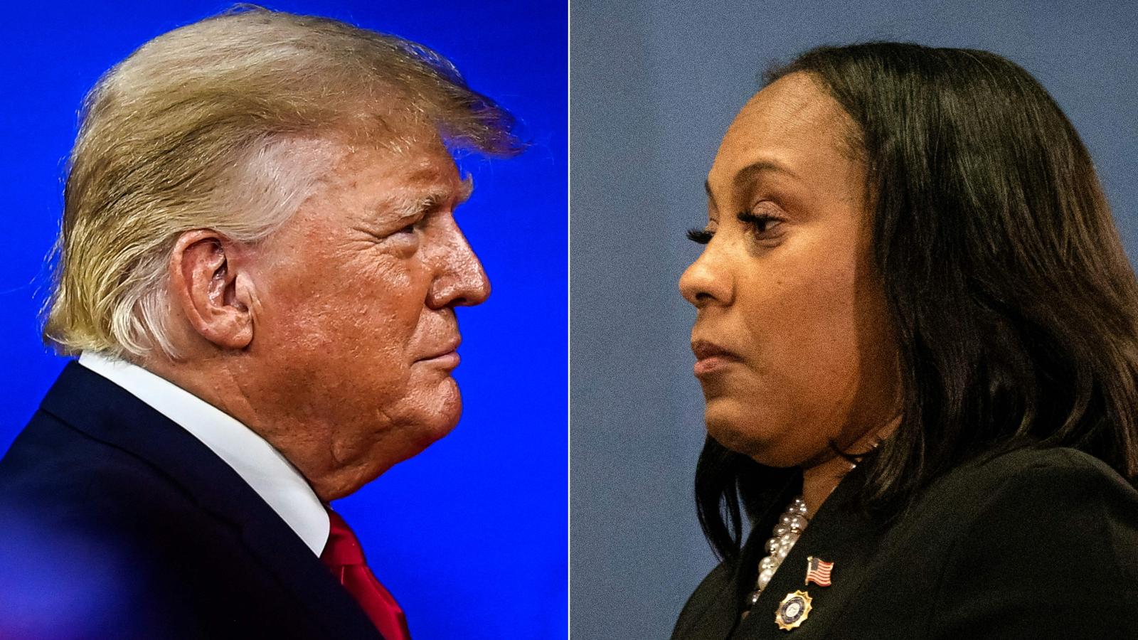 Donald Trump, Feb. 26, 2022, Fani Willis, Aug. 14, 2023