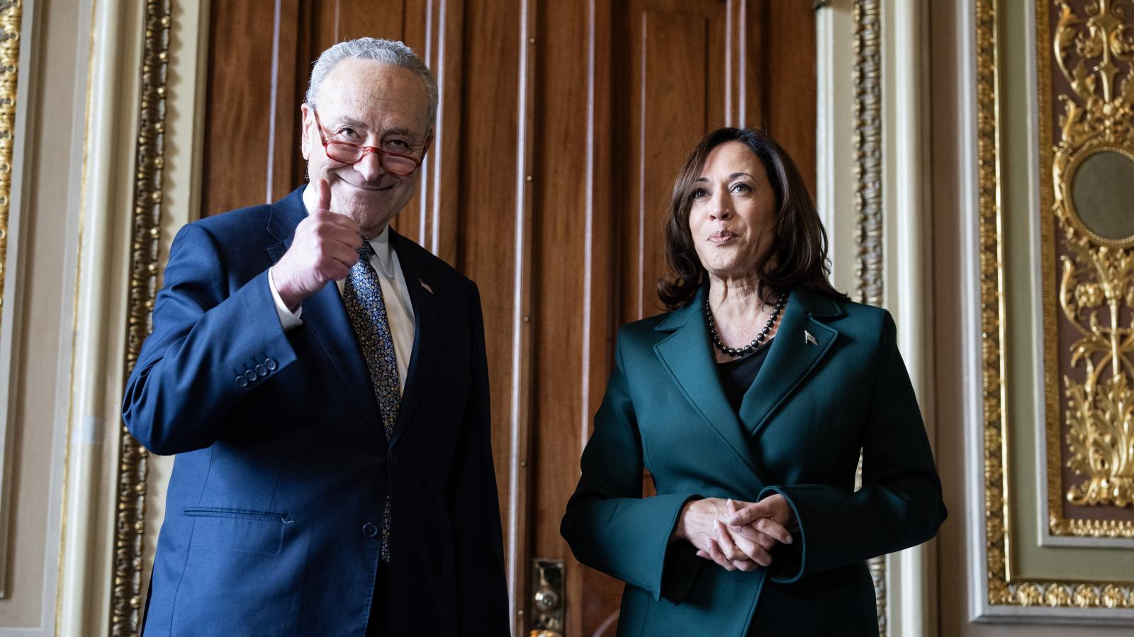 Chuck Schumer, Kamala Harris, Washington, D.C., Dec. 5, 2023