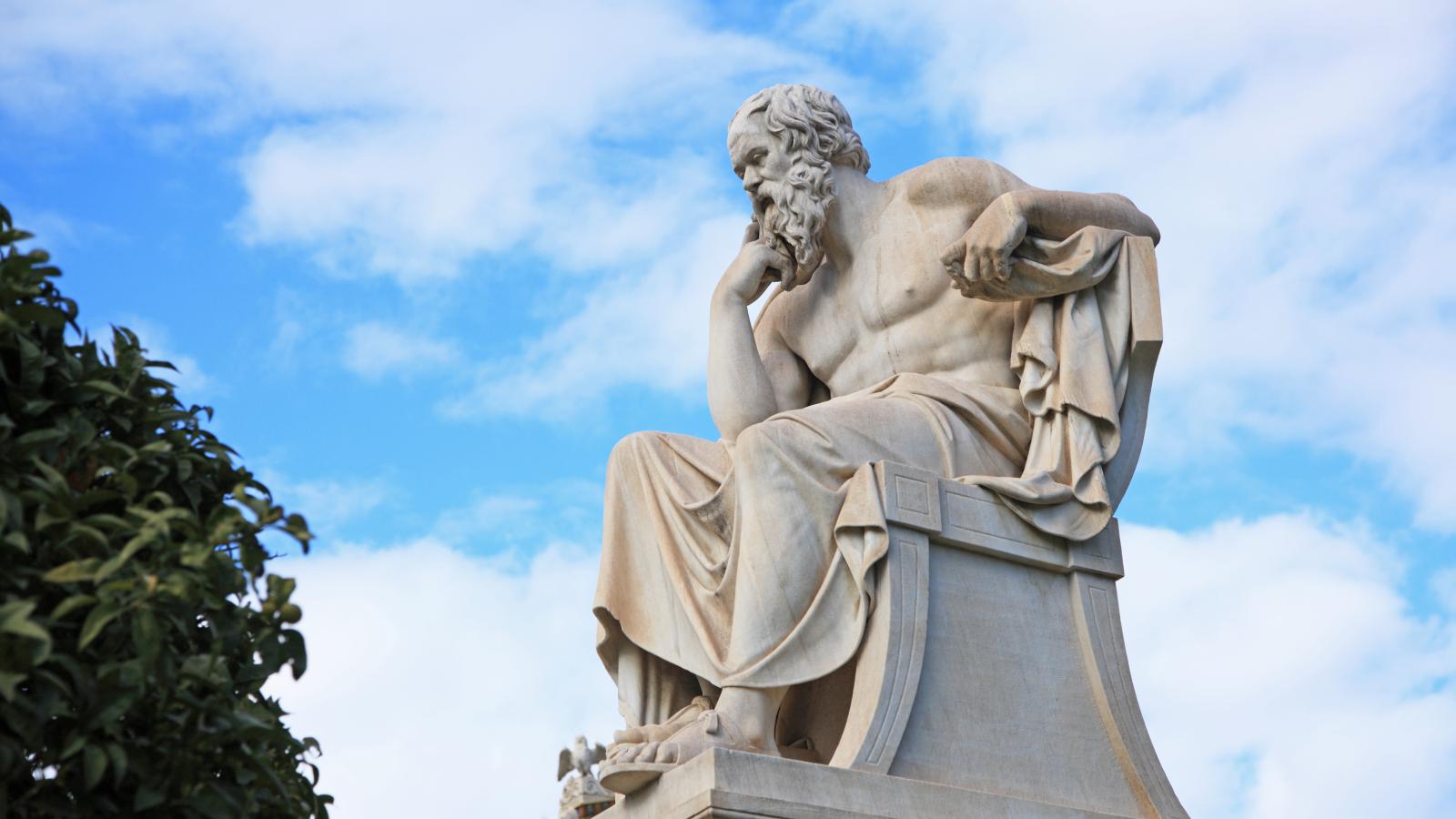 Marble statute of philosopher Socrates