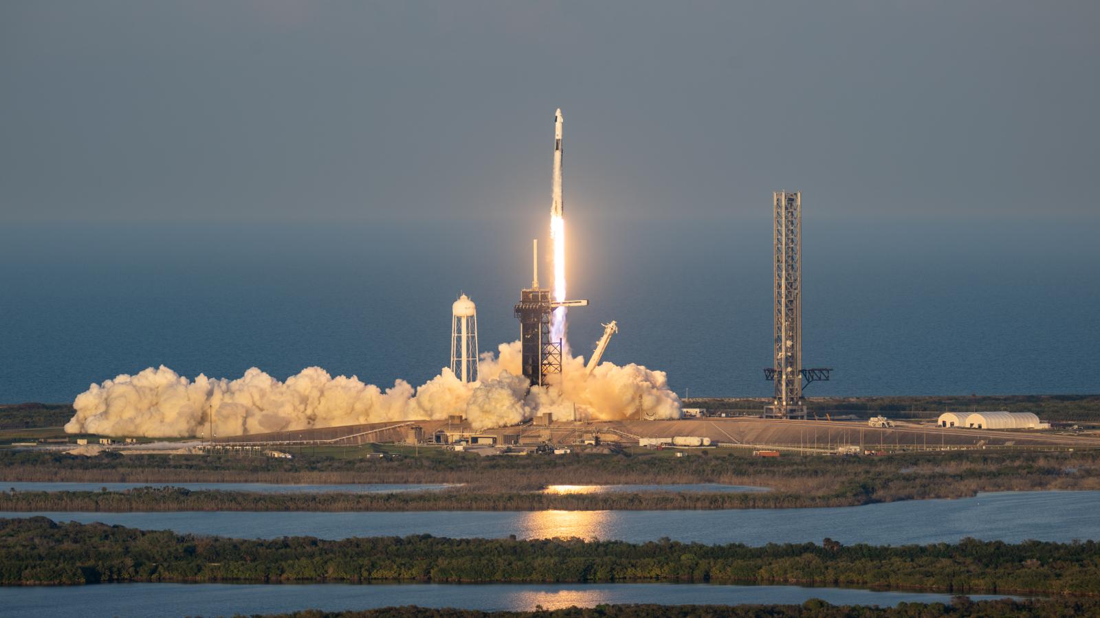 The SpaceX Falcon 9 rocket and Dragon spacecraft launches from the Launch Complex 39A at NASA’s Kennedy Space Center on March 14, 2025 in Cape Canaveral, Florida.