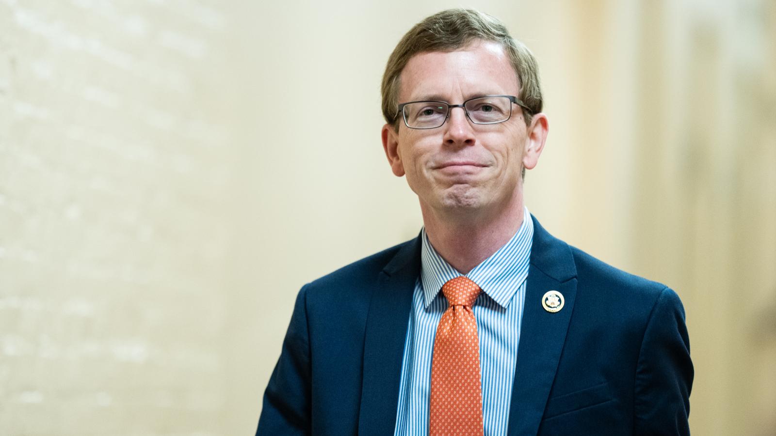 WASHINGTON - JUNE 4: Rep. Dusty Johnson, R-S.Dak., arrives for the House Republican Conference caucus meeting in the U.S. Capitol on Tuesday, June 4, 2024.